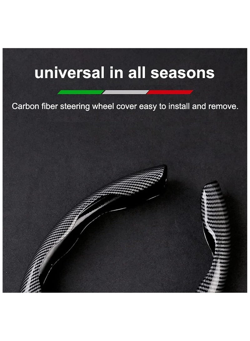 Generic Carbon Fiber Steering Wheel Cover, Non-Slip Universal Car Wheel Protector for 15-Inch (38cm) Steering Wheels, Sporty Car Interior Accessories for Cars, SUVs, Trucks – Easy to Install, Durable, and Stylish  - Image 4