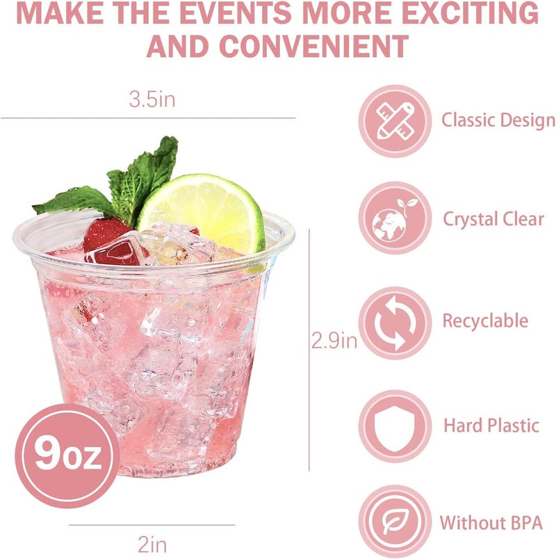 BYSNOW 250 Pack 9 oz Disposable Plastic Cups for Party, Plastic Wine Cups with Higher Heat Resistance (9oz 250pack) - Image 2