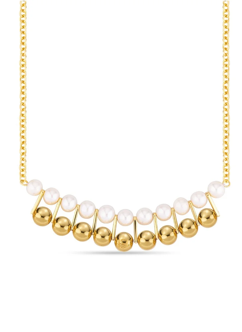 Saint Honore Paris Celeste Gold Necklace with Pearls and Beads for Women's
