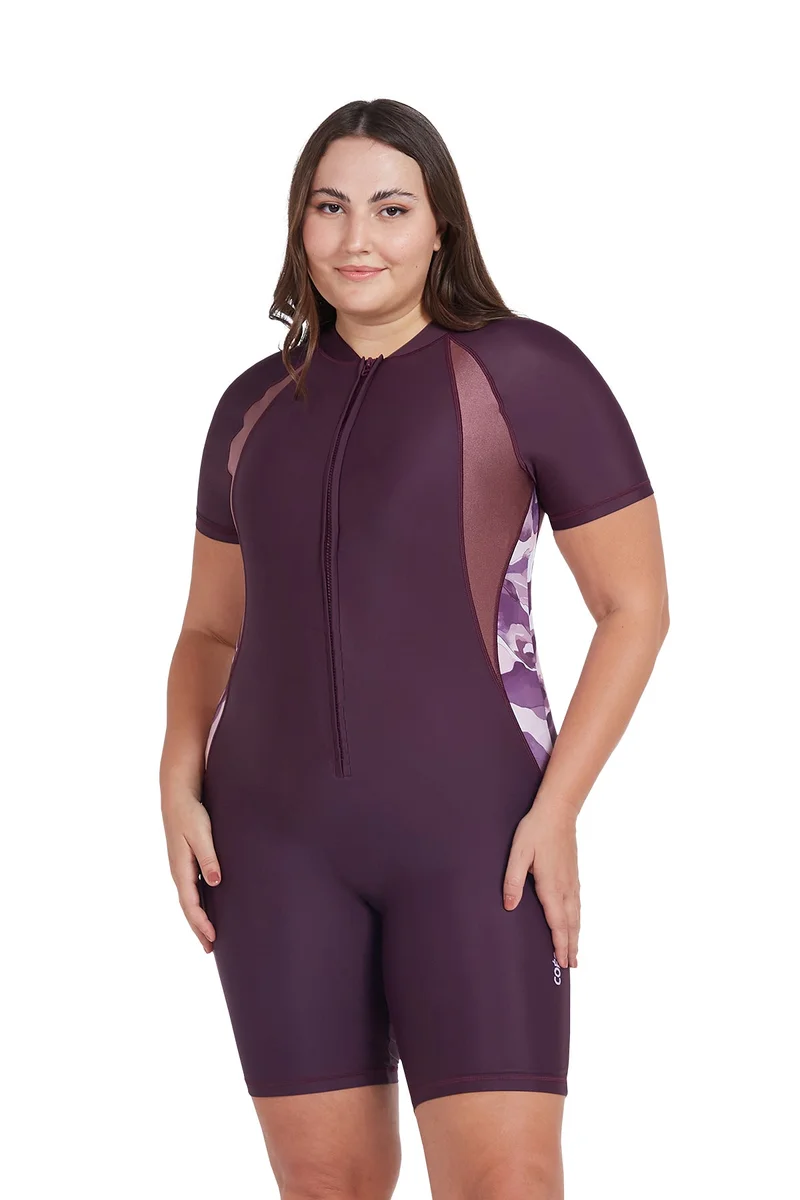 COEGA SUNWEAR COEGA Ladies  Slim-Kini Short Length - Dusky Purple Textures