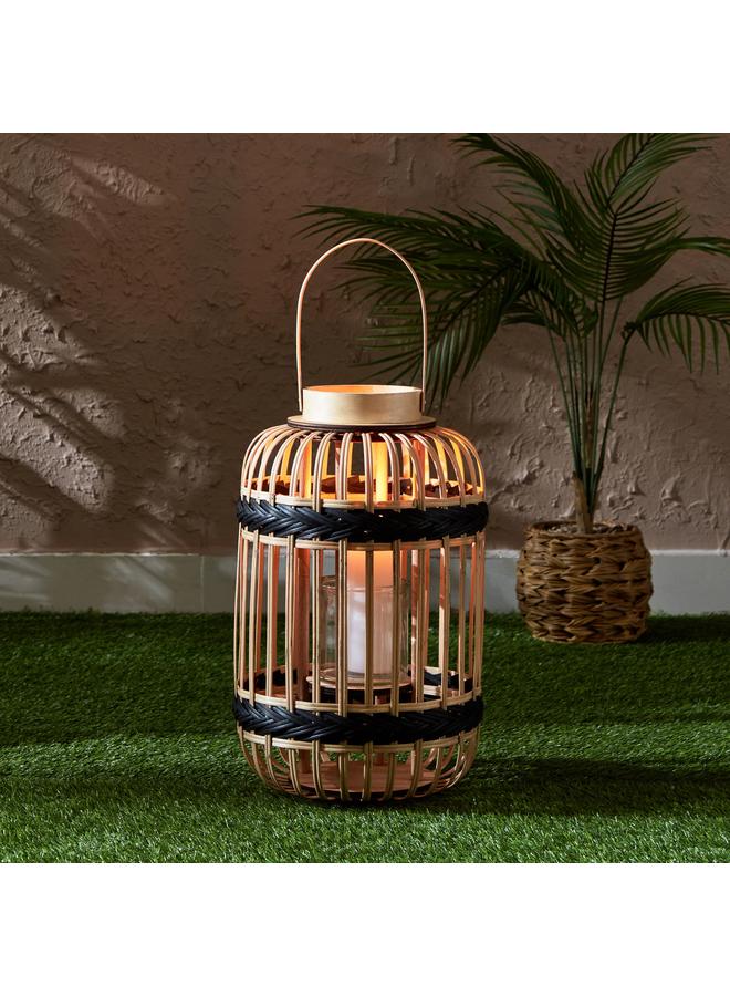 Decker Bamboo Lantern With Glass Votive 26X41X54 Cm - Image 1