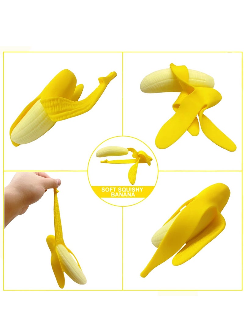 DURKU 2 PCS Fake Banana Squeeze Stress Toy, Sensory Squeeze Toys with Realistic Fruit Design, Banana Stress Ball Sensory Toys for Party Favors - Image 2