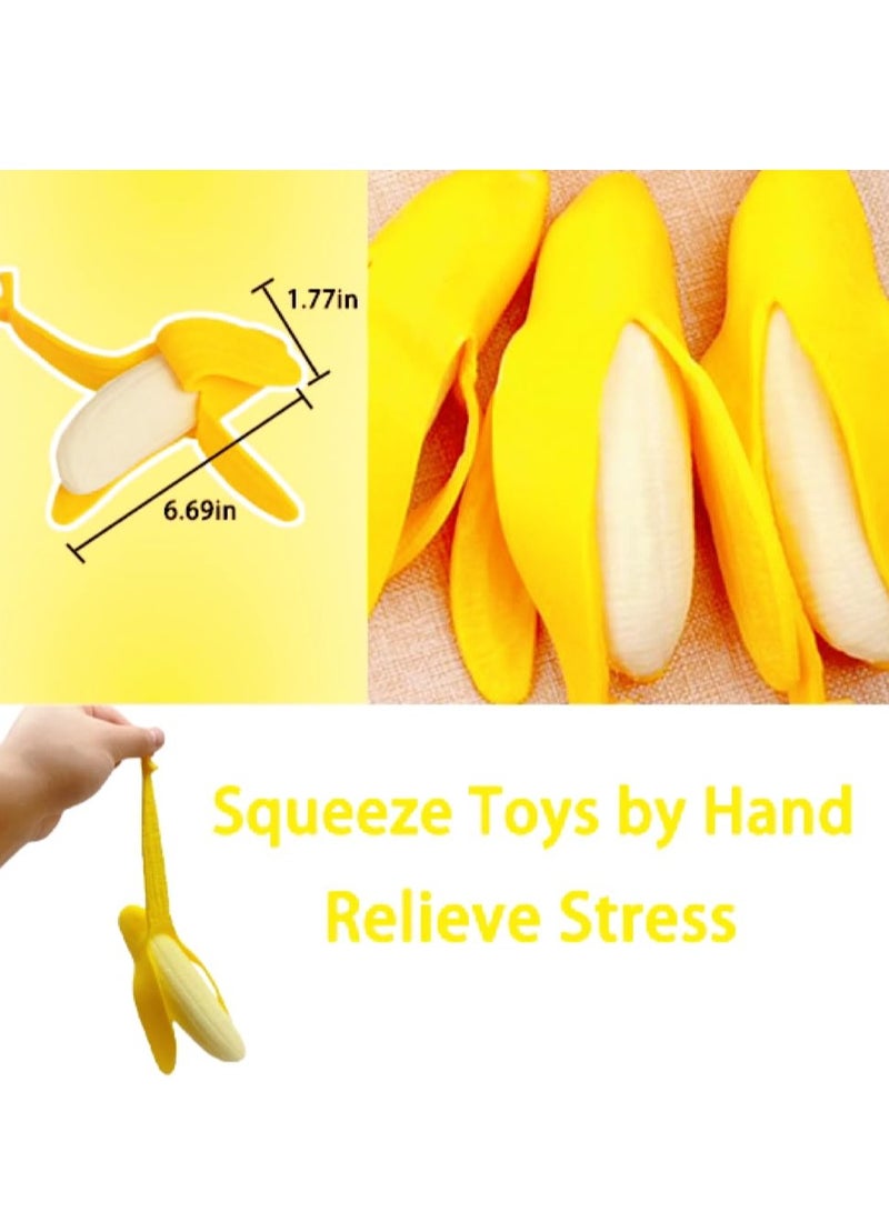 DURKU 2 PCS Fake Banana Squeeze Stress Toy, Sensory Squeeze Toys with Realistic Fruit Design, Banana Stress Ball Sensory Toys for Party Favors - Image 3