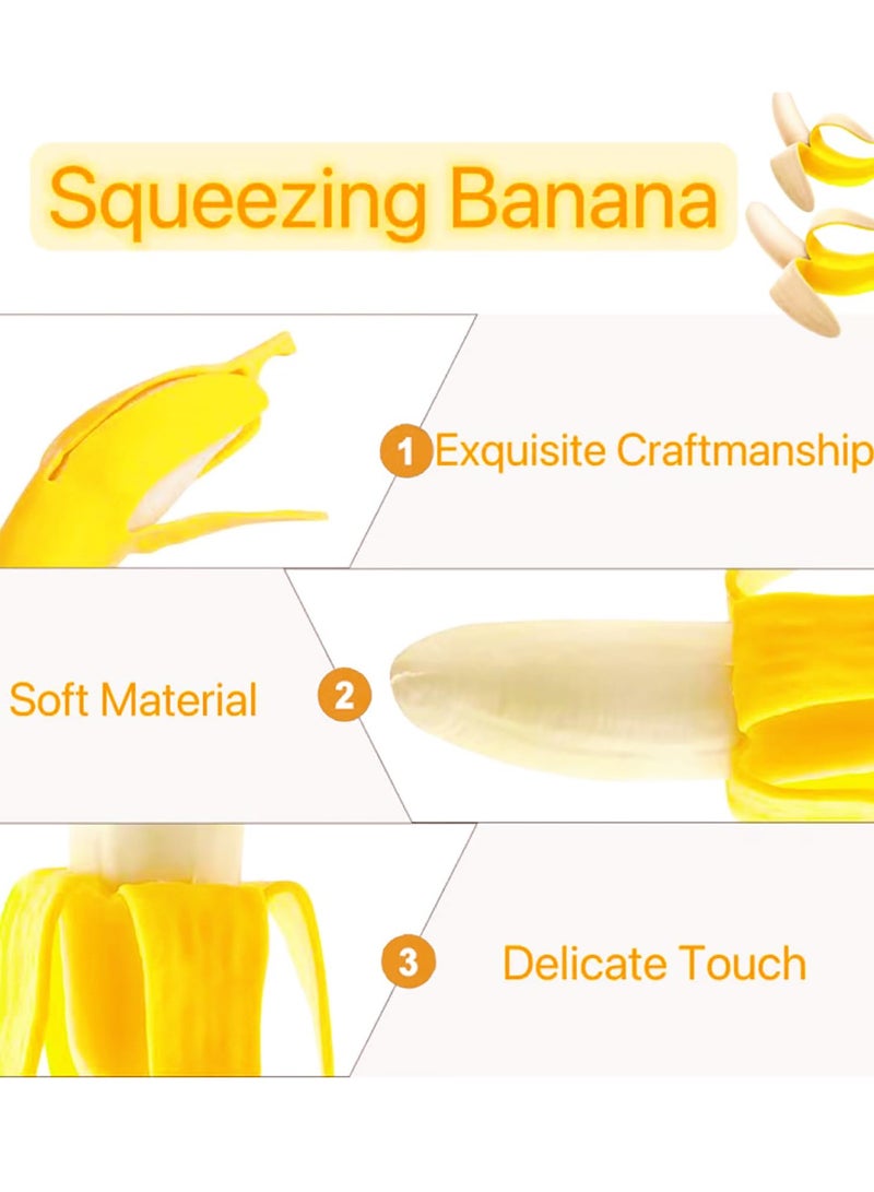 DURKU 2 PCS Fake Banana Squeeze Stress Toy, Sensory Squeeze Toys with Realistic Fruit Design, Banana Stress Ball Sensory Toys for Party Favors - Image 4