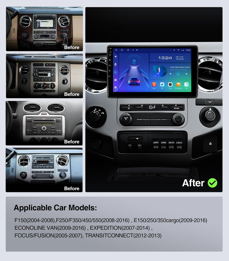 AINAVITO 10 Inch for Ford F150 Radio 2004~2008 F250/F350/450/550 2008~2016 | Wireless CarPlay Android Auto | Plug and Play | 5G Wi-Fi/Bluetooth 5.0 | Touch Screen Car Stereo (10 Inch with Full Screen) - Image 2