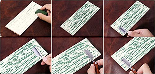 Grandslam Double side 8" x 3" Leather Strop with Dual-sidedt Tape, Green & White Polishing Compound Kit for Honing & Sharpening Knives, Kitchen & Chef Knives, Straight razor, Wood Carving Chisels - Image 5