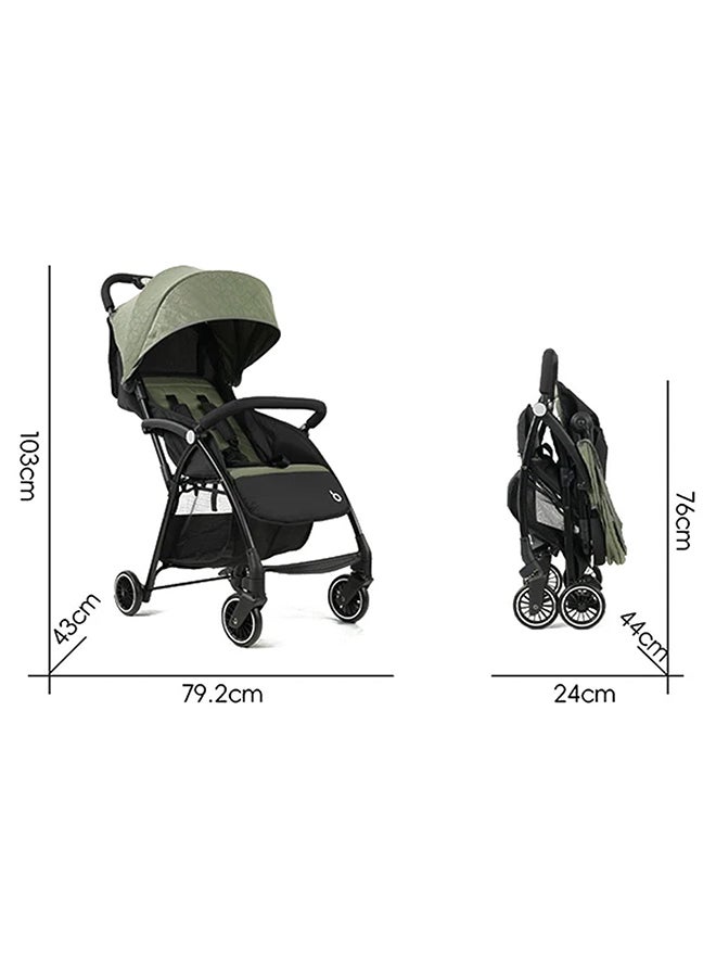 BABYCARA One click Ultra-lightweight And Portable Sit-down Foldable Suspension Shock-absorbing Four-wheel Baby Stroller 0 To 3 Year Green - Image 2