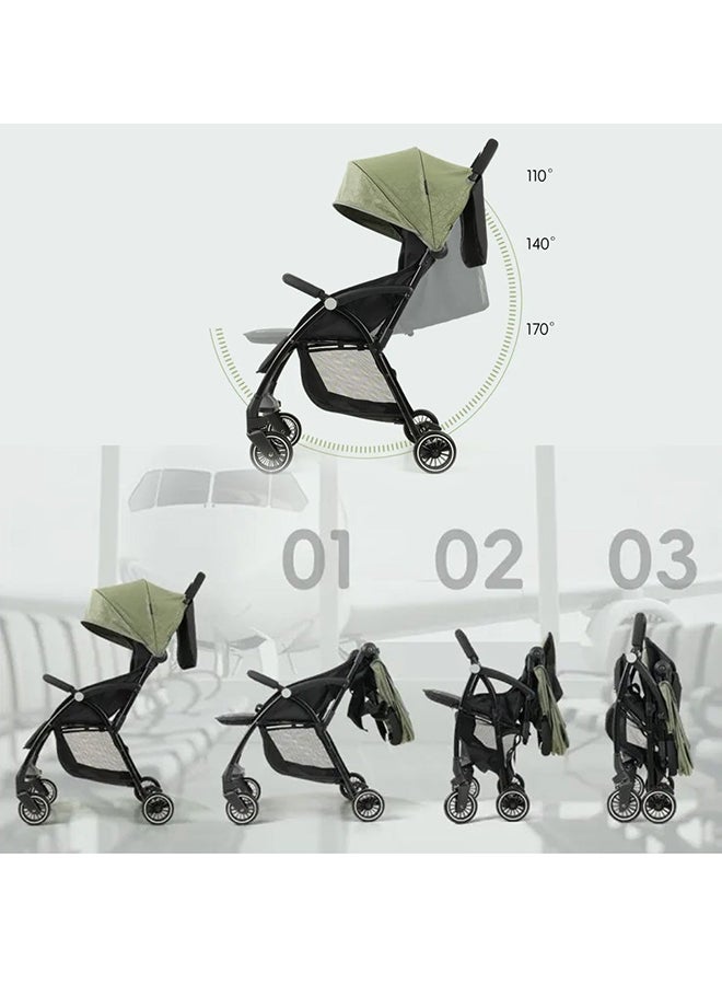 BABYCARA One click Ultra-lightweight And Portable Sit-down Foldable Suspension Shock-absorbing Four-wheel Baby Stroller 0 To 3 Year Green - Image 5