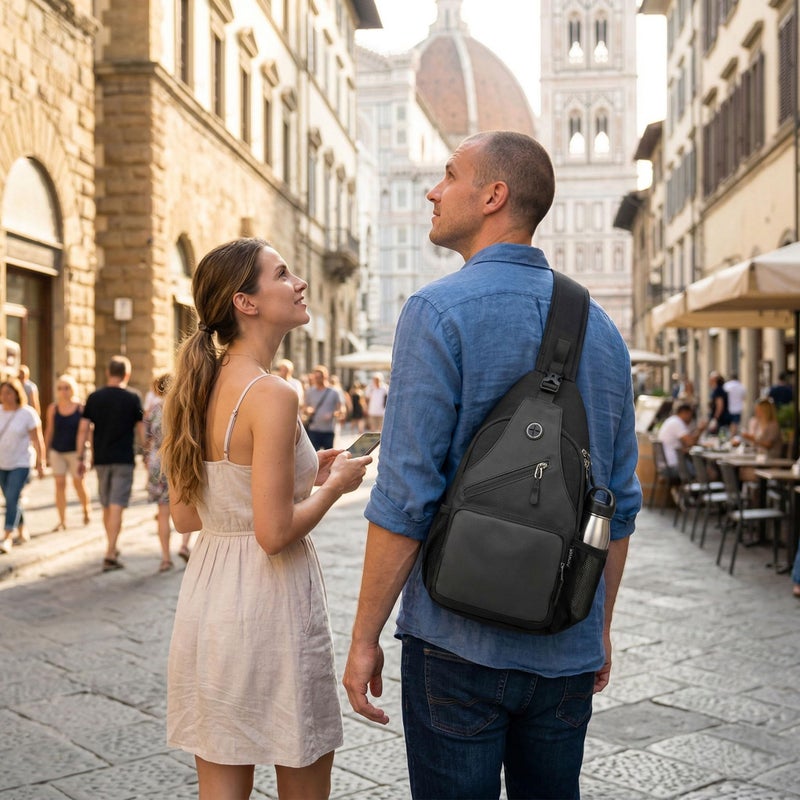 Javolto Sling Bag for Men Crossbody Backpack, Small Sling Backpack Mens Shoulder Bag, Casual Daypack Hiking Bag for Travel - Image 2