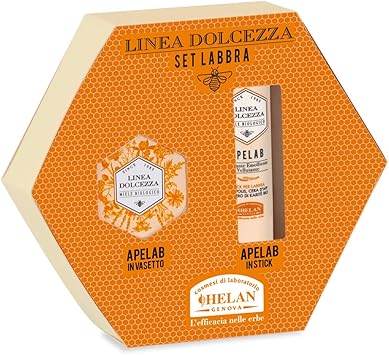Helan Linea Dolcezza Lip Care Gift Set with Moisturising Lip Balm in Stick 4ml with Shea Butter Beeswax Lip Butter 15ml with Castor Oil for Dry Skin Soothing Repair Treatment Made in Italy - Image 1