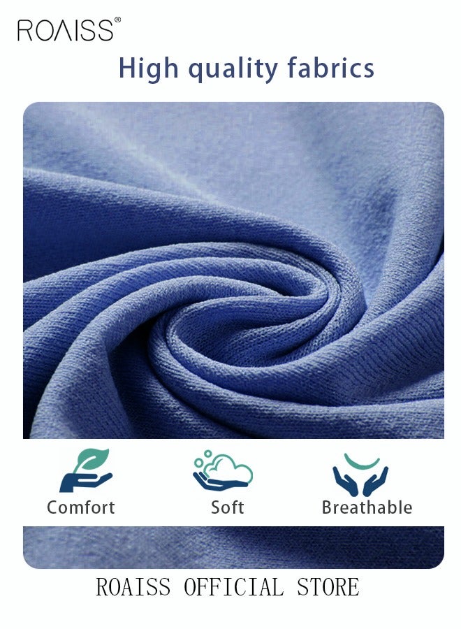 roaiss Women and Men Waffle Kimono Bathrobe Sleepwear Spa Robe Nightwear Nightgown Women Water Bathrobe Bridesmaid Robes Unisex Dressing Gown Autumn Robe Navy Blue - Image 4