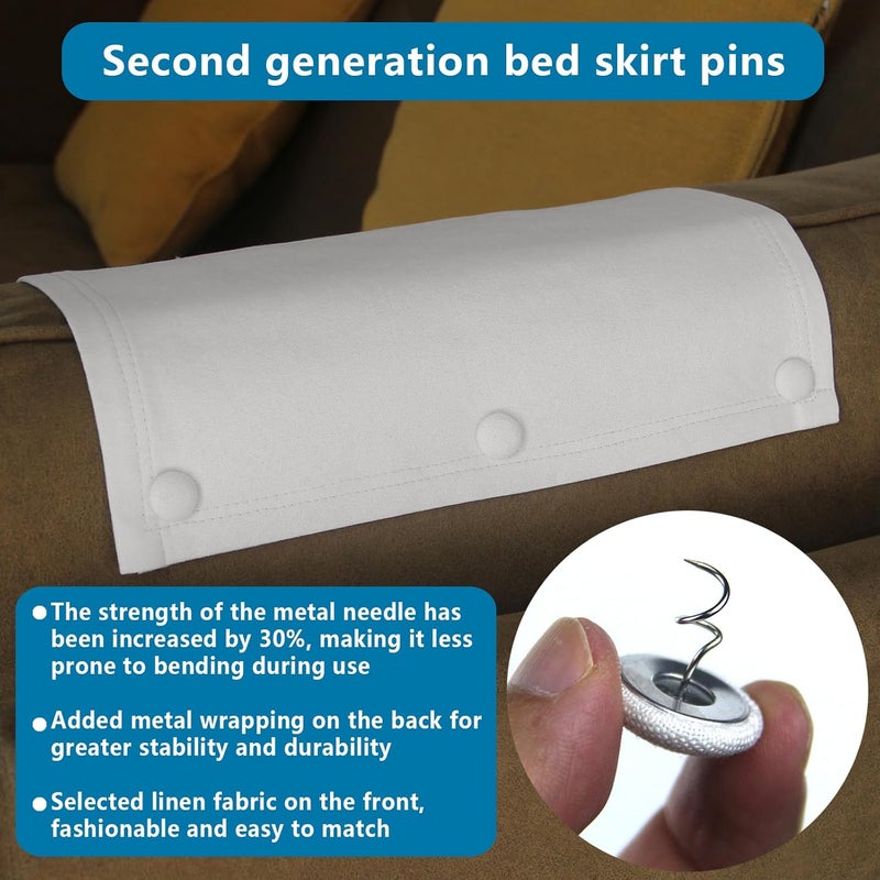 MAICOBI Flax Button Twist Pins – Secure Bed Skirts, Sofa Covers, Upholstery, Armchair Caddies & Slipcovers,Rice White 12 Pack - Image 5