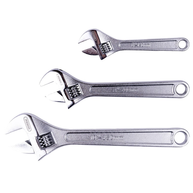 General Tools Adjustable Wrench Set 3 piecesSilver