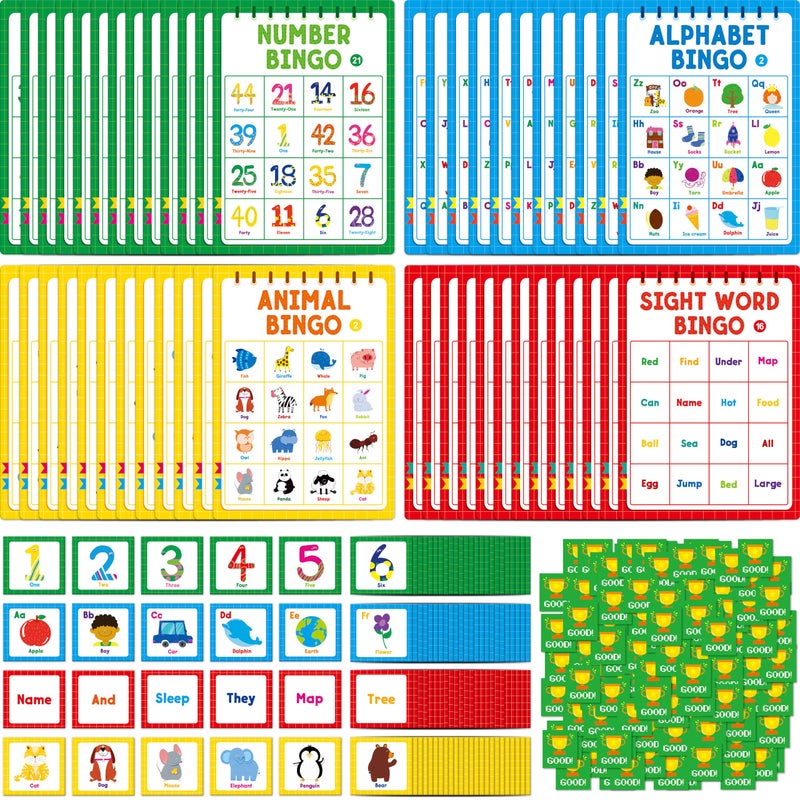 SpriteGru Family Bingo Game Alphabet Animal Sight Word Number Bingo Board Game Counting and Matching Skills Classic Educational Game for Kindergarten and Preschool Kids Perfect for Home and Classroom - Image 3