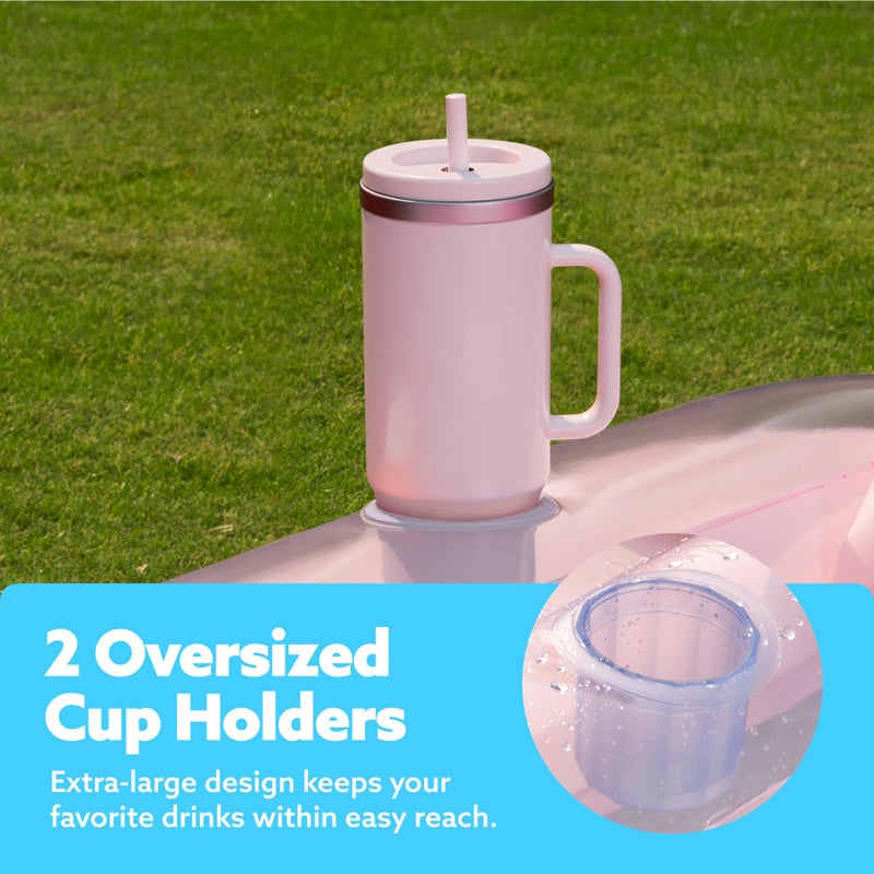 SLOOSH Inflatable Tanning Pool Lounger Float  70"" x 46"" Pool Floats Adult with Pillow  4 in 1 Suntan Tub Raft Floatie Sunbathing Bed Lounge for Water Blow Up Kids Ball Pit Party Gifts  L-Cyan Pink - Image 4