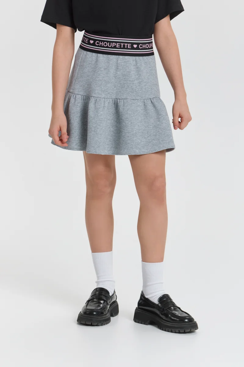 Choupette Grey Melange Skirt, elastic band - Choupette