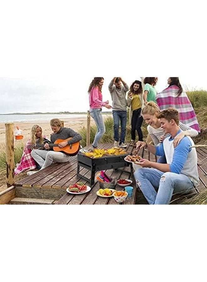 AKDC Portable BBQ Grill Folding Style Outdoor Barbeque Grilling Toaster Charcoal BBQ Oven Black Carbon Steel Outdoor Camping Hiking Trekking Use Foldable Easy to Carry Multipurpose Use - Image 4