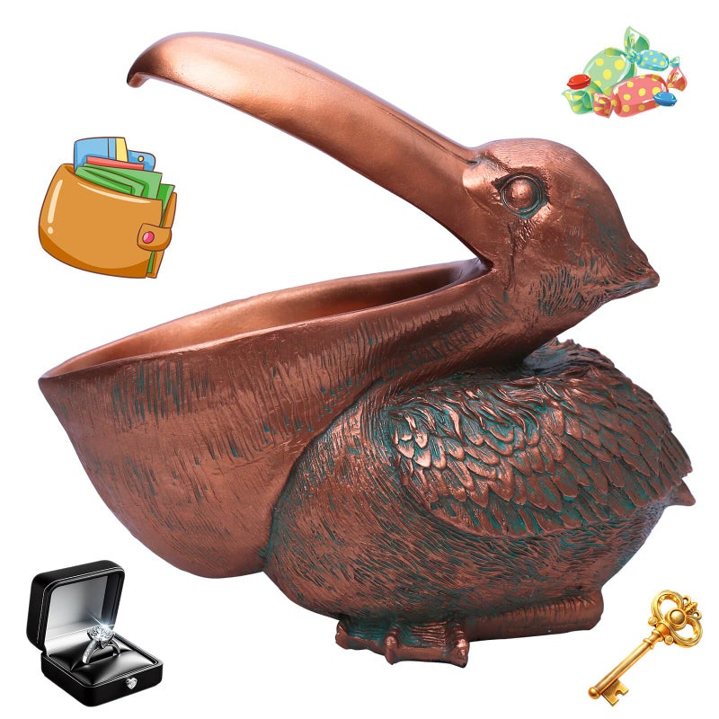 A.F.N.A.L Pelican Statue Table Decoration for Home & Office, Creative Resin Pelican Sculpture Storage Basket Holder Bowl Ornament for Keys & Candy, 7.8" H - Image 4