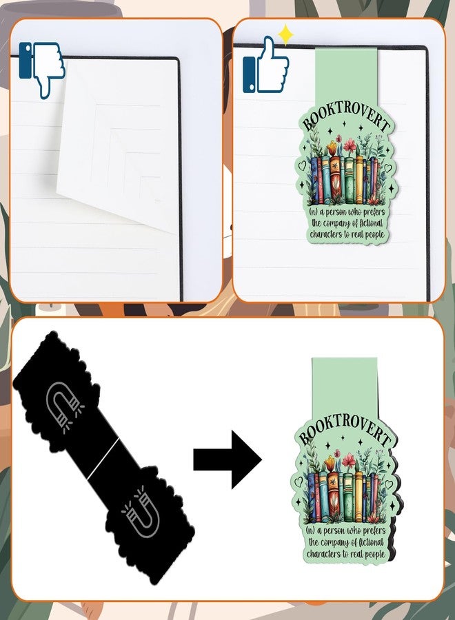 Wxiben Book Lovers Magnetic Bookmark Gifts - Wxiben 8 Pcs Funny Bookmarks Magnetic for Women Bookworm Book Mark Magnets Page Markers Clip for Women Men Reading Students Teachers Librarian Supplies - Image 4
