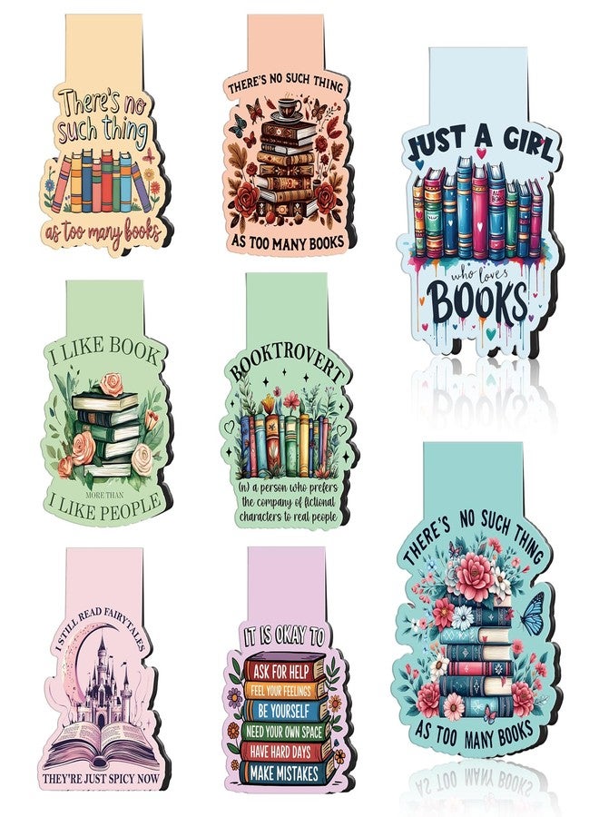 Wxiben Book Lovers Magnetic Bookmark Gifts - Wxiben 8 Pcs Funny Bookmarks Magnetic for Women Bookworm Book Mark Magnets Page Markers Clip for Women Men Reading Students Teachers Librarian Supplies - Image 1
