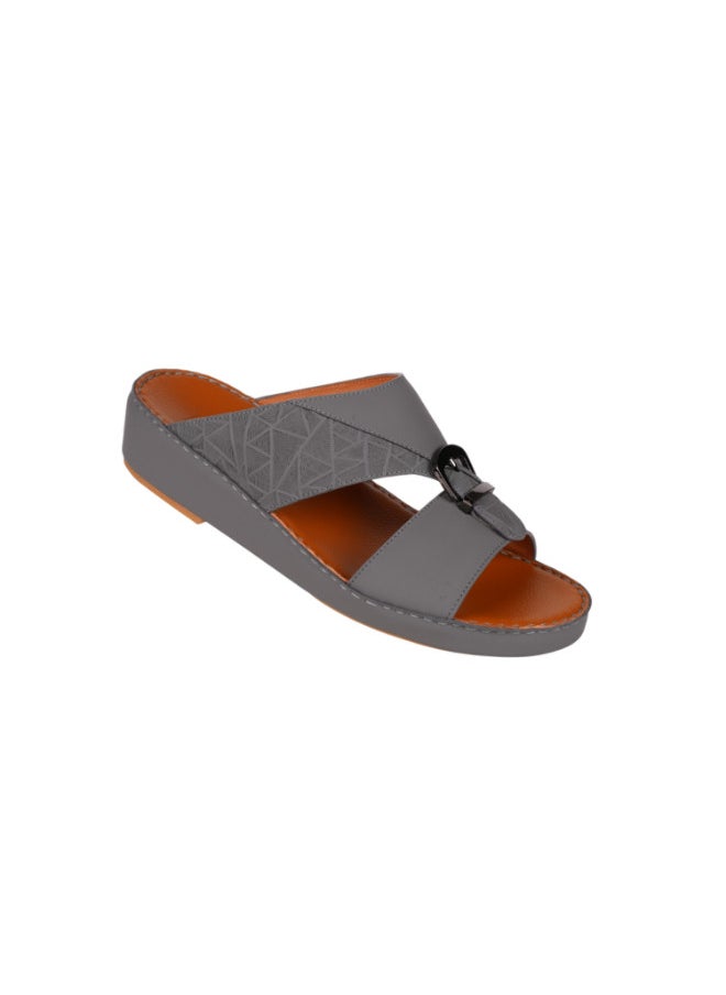 barjeel uno 008-3738 Barjeel Uno Men Arabic Sandals BS 25 Grey  - Image 2