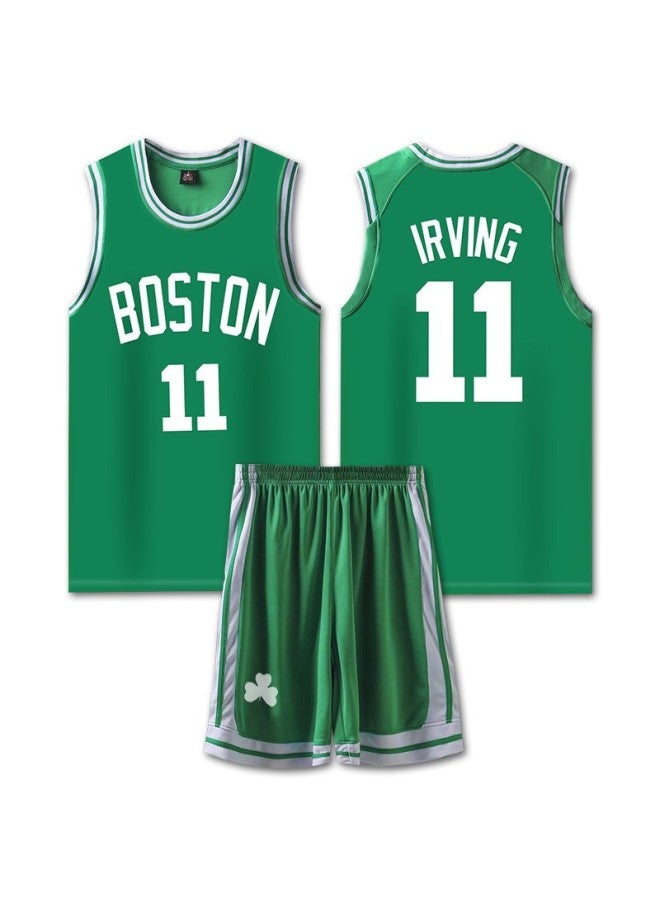 Green Crew Neck No.11 Irving Basketball Jersey Set – Breathable Sportswear for Training and Matches