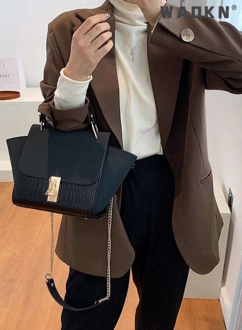 WAOKN Women's New Frosted Shoulder Bag, Ladies European and American Style Chain Crossbody Bag Side Bag Sling Bag, Simple Retro Large Capacity Carrying Bag Handbag Tote Bag - Image 2