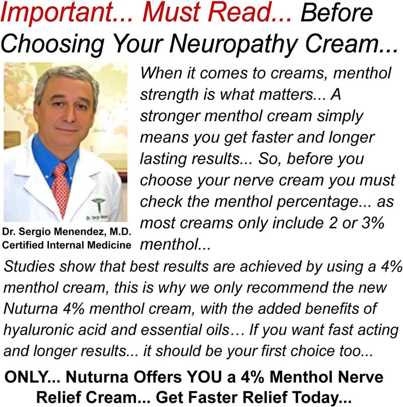 Nuturna Neuropathy Nerve Relief Cream - Premium Nerve Cream 3X Action for Targeted Relief and Soothing Nerve Comfort - Maximum Strength with 4% Menthol, MSM for Feet Hands Legs Toes & Back - Super Large 8 Oz - Image 4