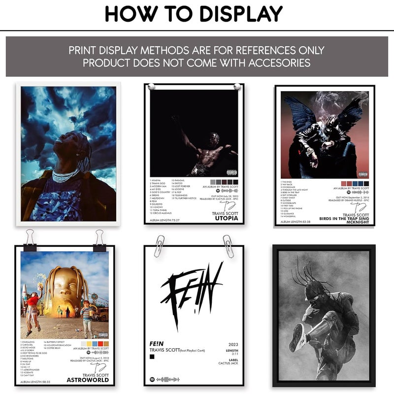 Thepaper9store Pack of 10 -Travis Scott Music Album Art Wall Posters 8.2x11.8 inch Adhesive Tape Attached Wall Decor, Music Poster, Wall Art For Bedroom, Living room, Office (Travis Scott) - Image 3