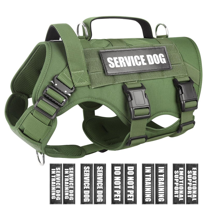 WINSEE Service Dog Vest Harness for Large Dog, Tactical Working MOLLE Vest with 10 Pet Patches, No Pull Heavy Duty Harness for Training Walking - Image 1