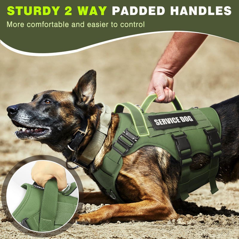 WINSEE Service Dog Vest Harness for Large Dog, Tactical Working MOLLE Vest with 10 Pet Patches, No Pull Heavy Duty Harness for Training Walking - Image 4
