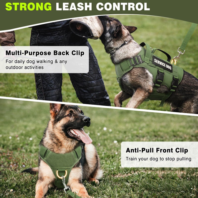 WINSEE Service Dog Vest Harness for Large Dog, Tactical Working MOLLE Vest with 10 Pet Patches, No Pull Heavy Duty Harness for Training Walking - Image 3