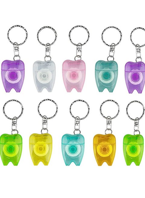 Portable Dental Teeth Floss, Mini Box Floss Picks Keychain Dental Floss for Home and Travel 10pcs
