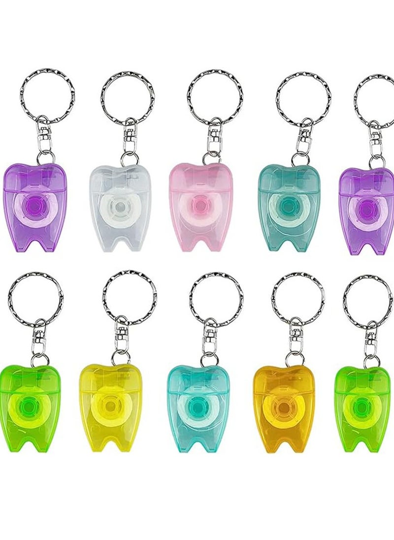 Portable Dental Teeth Floss, Mini Box Floss Picks Keychain Dental Floss for Home and Travel 10pcs