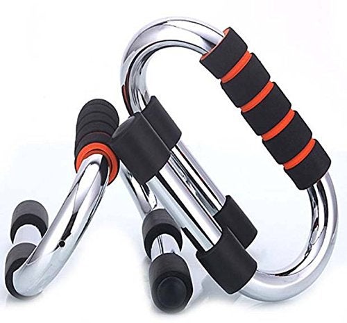 LAFILLETTE S-Shape Push Up Push up Bars Stands Handles Set - More Stable - Strong Chrome Steel for Men and Women Workout Push up Training Program in Red & Black Color - Image 1