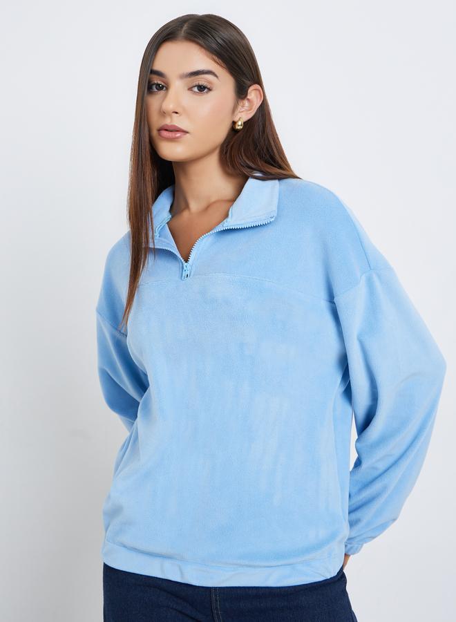 ستايلي سويت شيرت فليس بسحاب نصف الطول - Image 3