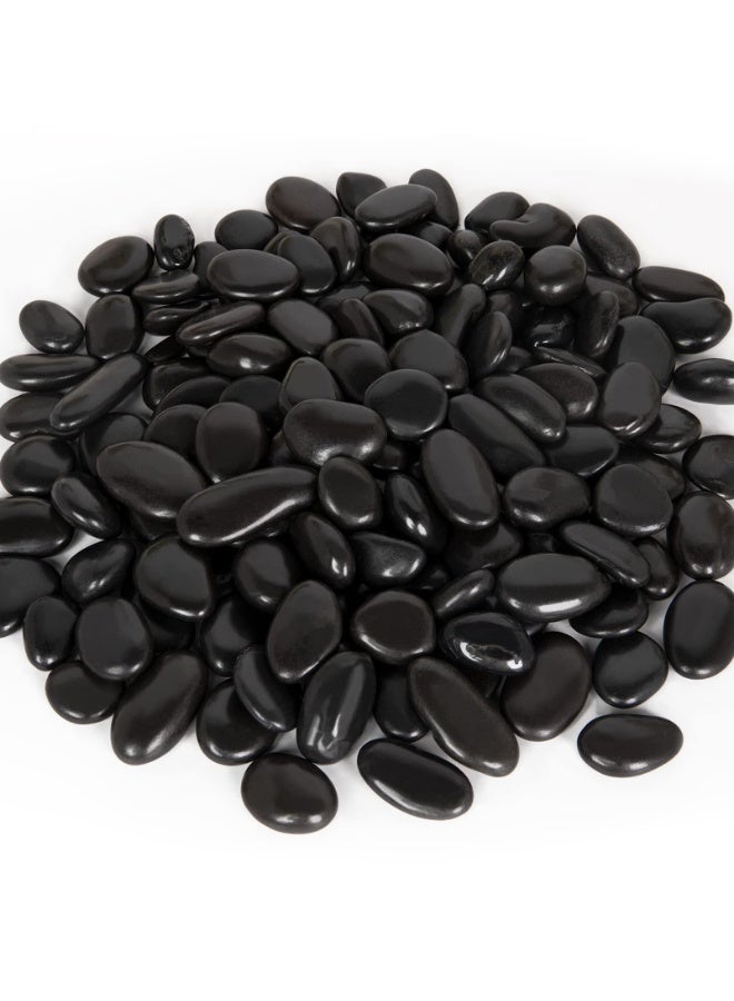 MirageBotanics 1-5Kg Black Pebbles for Indoor Plants, River Rocks for Landscaping, 1.5-7.0cm Decorative Rocks for Planters and Pot, High Polished Stones for Vase Filler Fish Tank Garden - Image 1