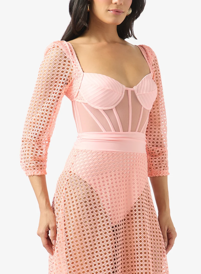 Soleira  Lace Croset Sheer Dress for Women | Best Price UAE