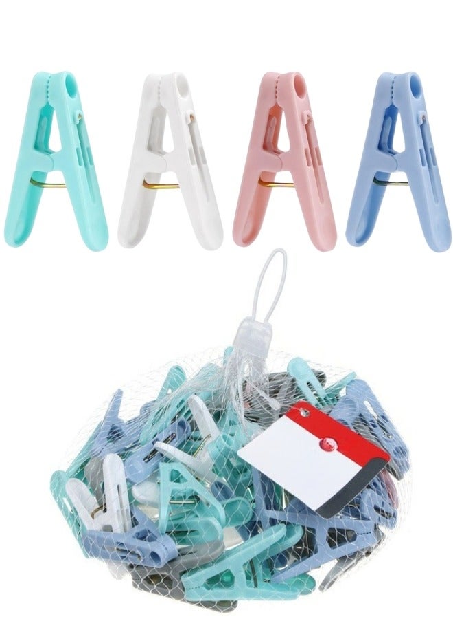 FALMER 50 Pieces Plastic Clothes Pegs Colorful Clothespins, Mini Clothespins with Clothespin Bag, Clothespins for Hanging Clothes, 4 Colors, Clothes Drying Pins for Kitchen - Image 1