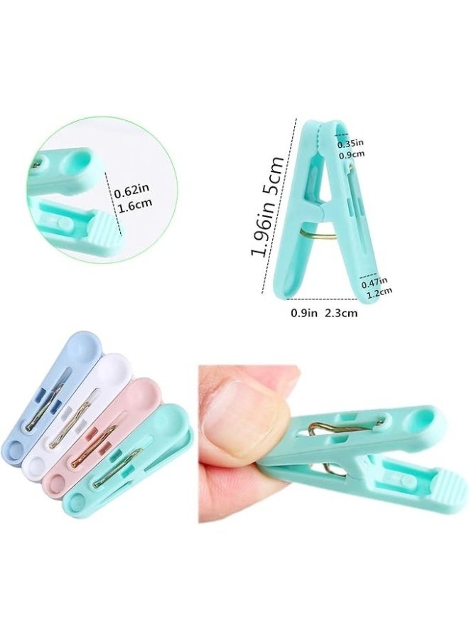 FALMER 50 Pieces Plastic Clothes Pegs Colorful Clothespins, Mini Clothespins with Clothespin Bag, Clothespins for Hanging Clothes, 4 Colors, Clothes Drying Pins for Kitchen - Image 2