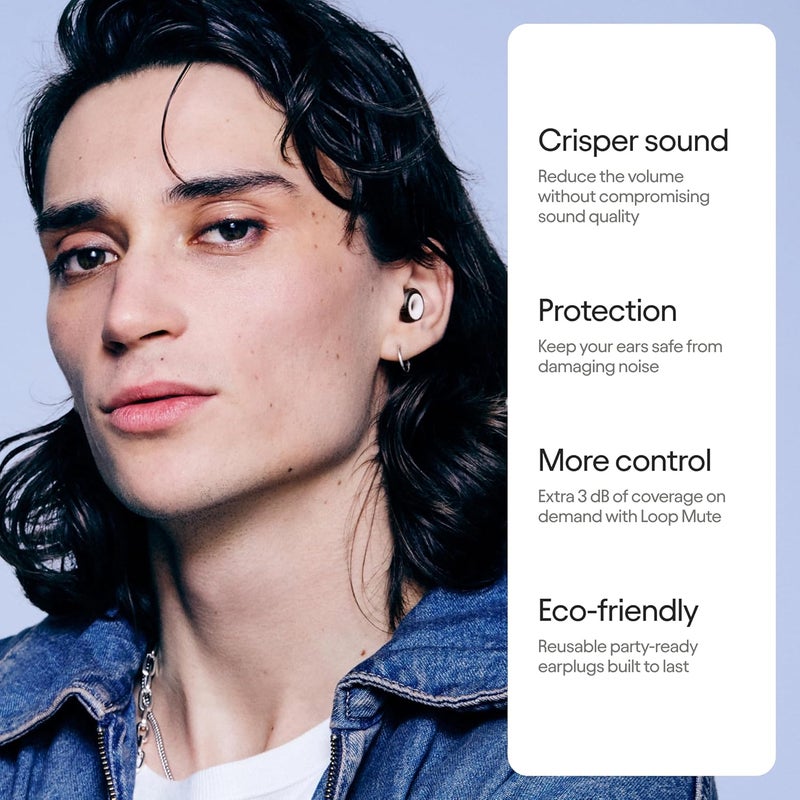 سماعات Loop Experience 2 Plus – حماية سمع معتمدة للحفلات والمهرجانات والموسيقيين والرياضة والحياة الليلية – تقليل ضوضاء 17 ديسيبل (عالية الدقة) + كتم للوسادة الإضافية - Image 2