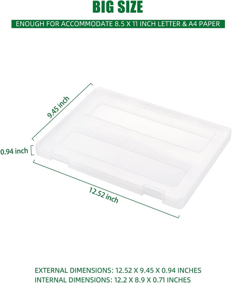 Denkee 4 Pack A4 Paper Organizer Box, Plastic Scrapbook Paper Organizer Containers for Craft and Arts Storage, Portable Board Game Storage for Art Supplies 8.5" x 11" US Letter - Image 2