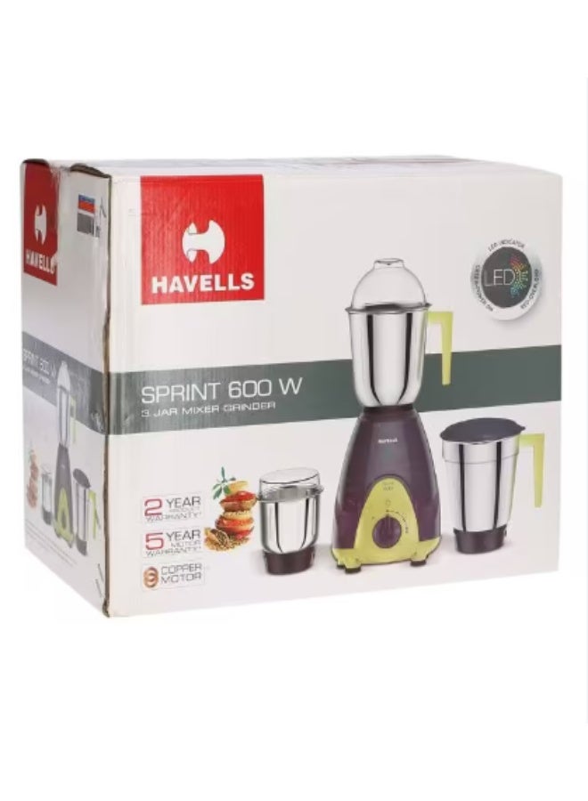 Havells خلاط هافيلز سبرينت، 600 واط، 3 أوعية (رمادي/أخضر) رمادي وأخضر قياسي - Image 3