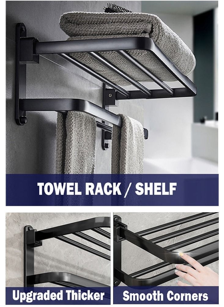 Arabest Towel Racks for Bathroom, Foldable Towel Rack Bathroom Storage Shelf, Towel Bar Shower Caddy Bathroom Organizer  - Image 2