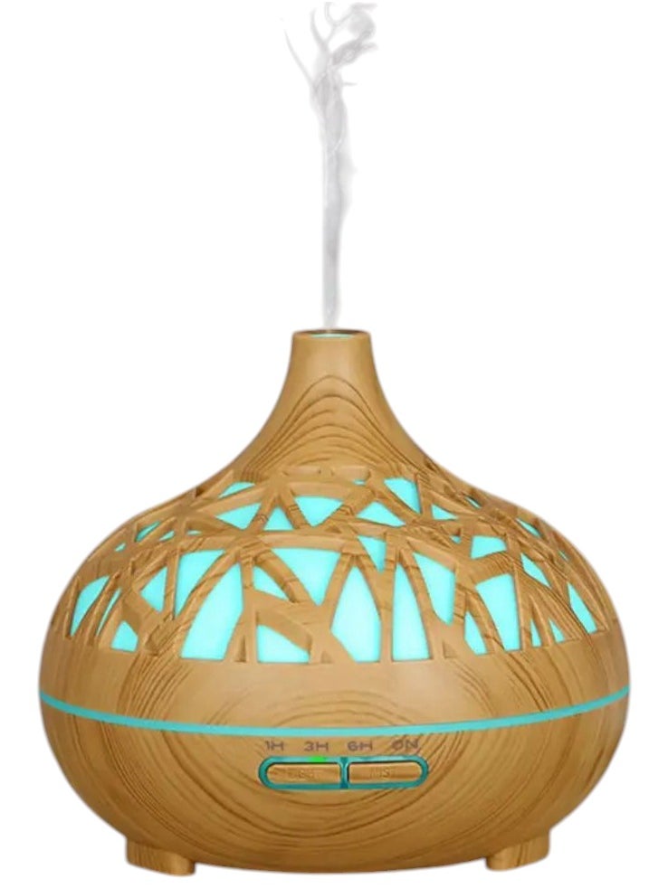 Generic 500ml Aroma Diffuser with 4 Timers, Auto Shut Off, Cool Mist Humidifier for Bedroom Office, light wood color  - Image 1