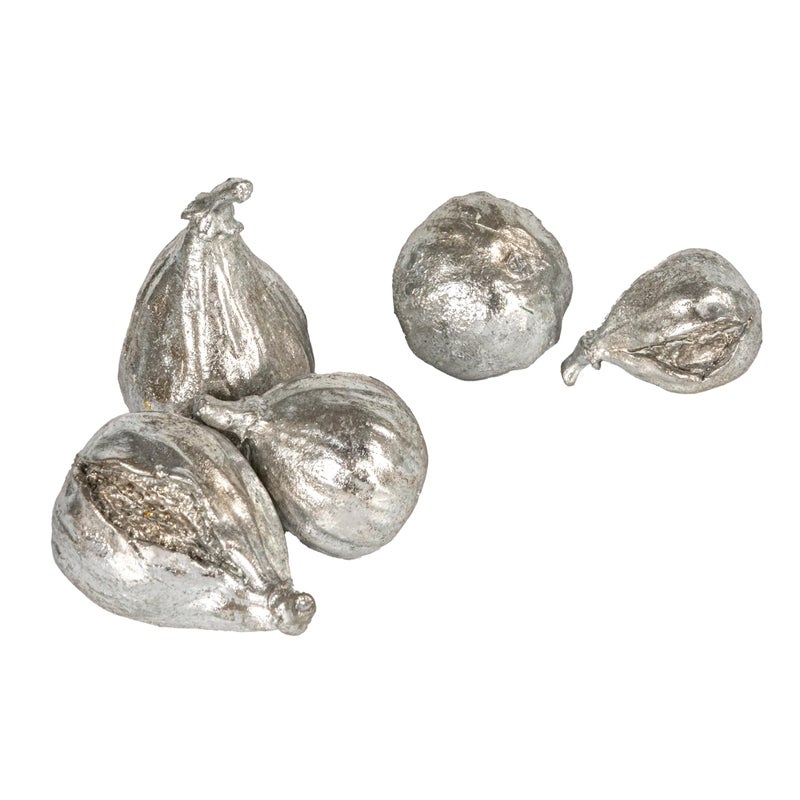 Creative Co-Op Decorative Resin Figs, Silver Finish, Set of 5 - Image 1