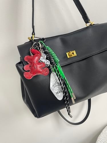 QTKJ Cute Keychain HandWoven Nylon Rope Bag Charm Bear Bag Accessories Charms for Handbag Backpack Crossbody Rubber Bags Aesthetic Keychain - Image 3