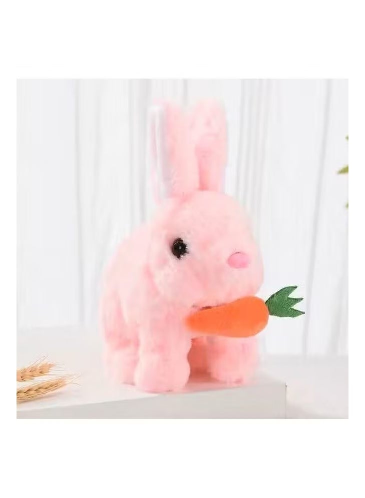 Interactive electronic stuffed bunny toy with sounds, a bunny that jumps with its nose and holds a carrot, a perfect gift for toddlers' birthdays. - Image 1