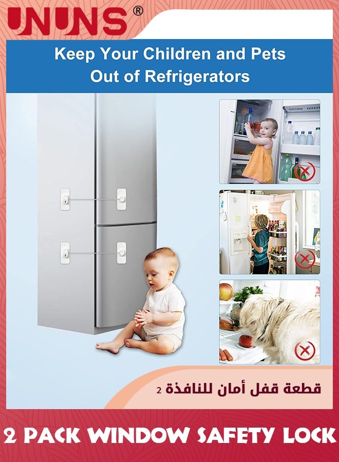 UNUNS Window safety Lock,2 Pack Mini Fridge Locks For Kids,No Drill Refrigerator Locks For Adults Cupboard Lock Child,Safety Locks For Cabinets Drawer Locks - Image 2