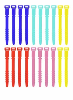 Generic Cord Organizers, 4.5 Inch Reusable Wire Ties Cord Organizer Straps Elastic Silicone Cord Organizer Cable Straps for Cords Phone Charging Cable Wire Labels Headphones 20pcs  (5 Colors)  - Image 1